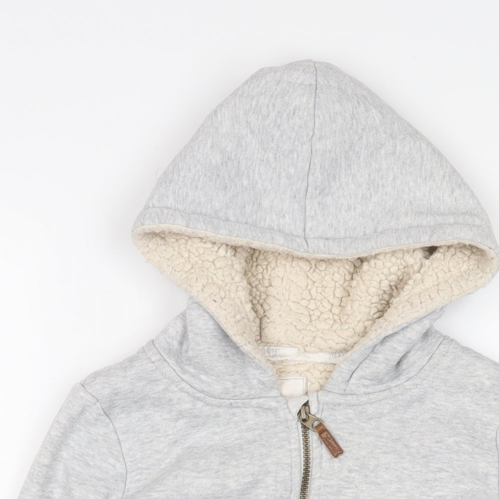 MANTARAY PRODUCTS Girls Grey Cotton Full Zip Hoodie Size 11-12 Years Zip - Embroidered