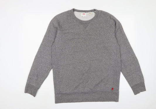 Levi's Mens Grey Cotton Pullover Sweatshirt Size M - Logo, Embroidered