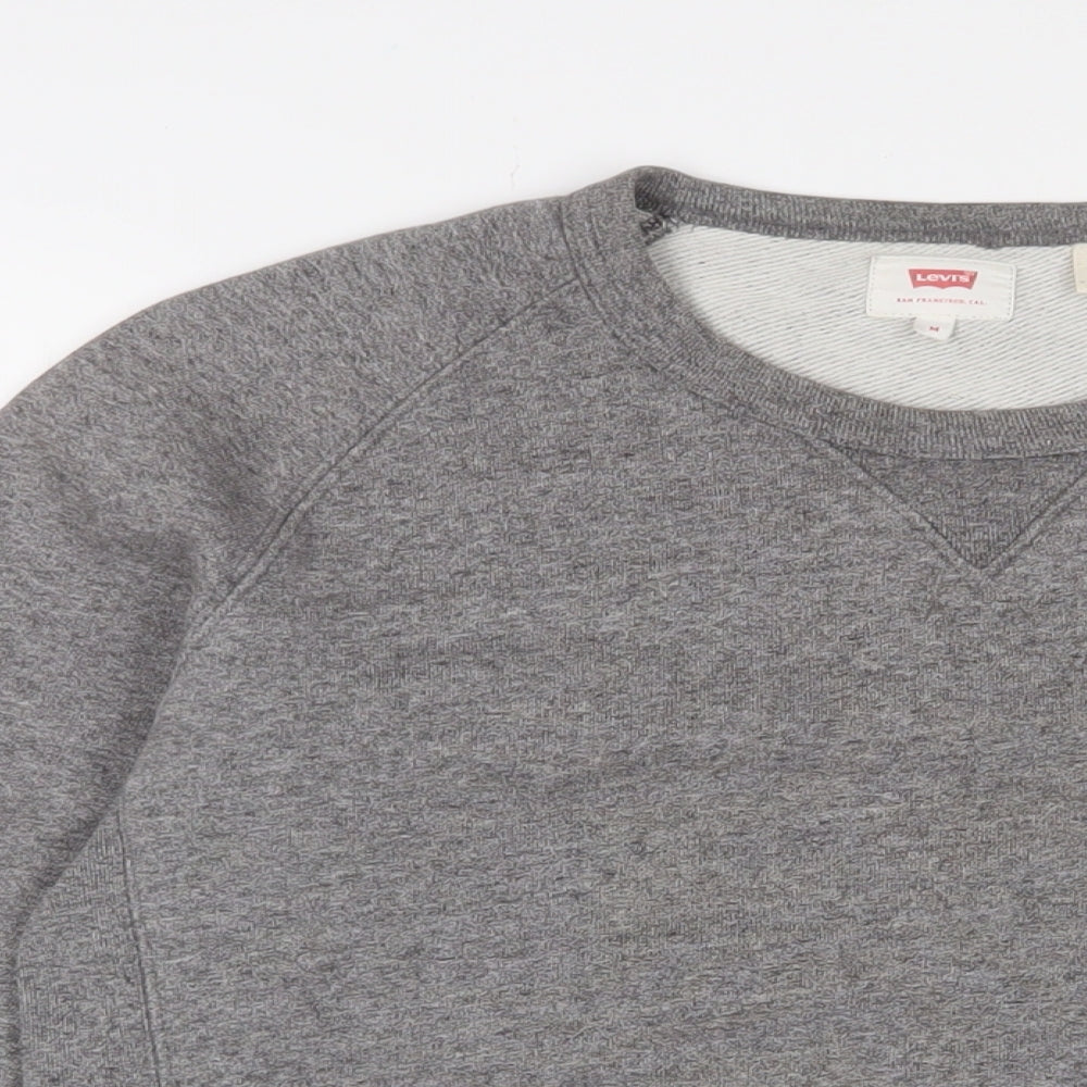 Levi's Mens Grey Cotton Pullover Sweatshirt Size M - Logo, Embroidered