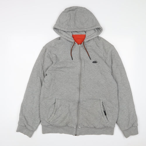 Nike Mens Grey Cotton Full Zip Hoodie Size L - Logo, Embroidered