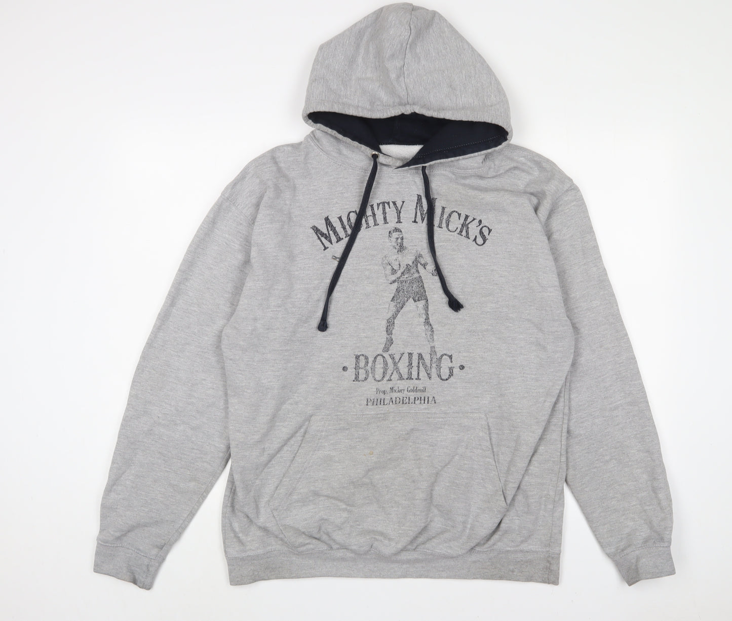 Last exit to nowhere Mens Grey Cotton Pullover Hoodie Size L - Mighty Mick's Boxing