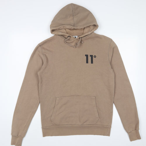 11 degrees Mens Brown Cotton Pullover Hoodie Size XS - Logo