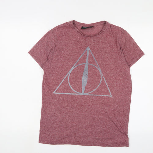 Harry Potter Mens Red Polyester T-Shirt Size M Crew Neck