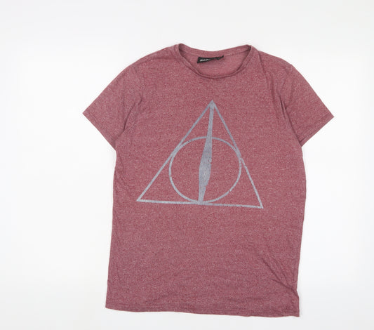 Harry Potter Mens Red Polyester T-Shirt Size M Crew Neck