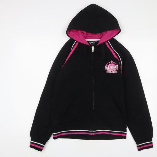 LA Gear Womens Black Cotton Full Zip Hoodie Size 14 Zip - Logo, Embroidered