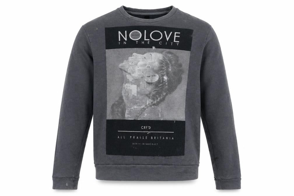 Front view of Crafted men’s blue cotton pullover sweatshirt, size M