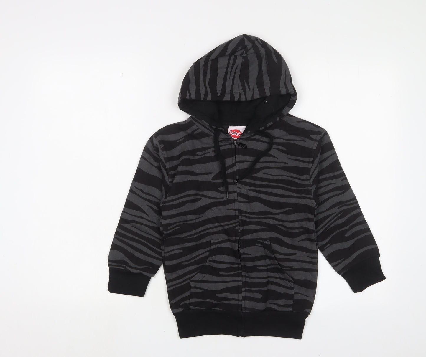 Bubble Boys Grey Animal Print Cotton Full Zip Hoodie Size 6 Years Zip