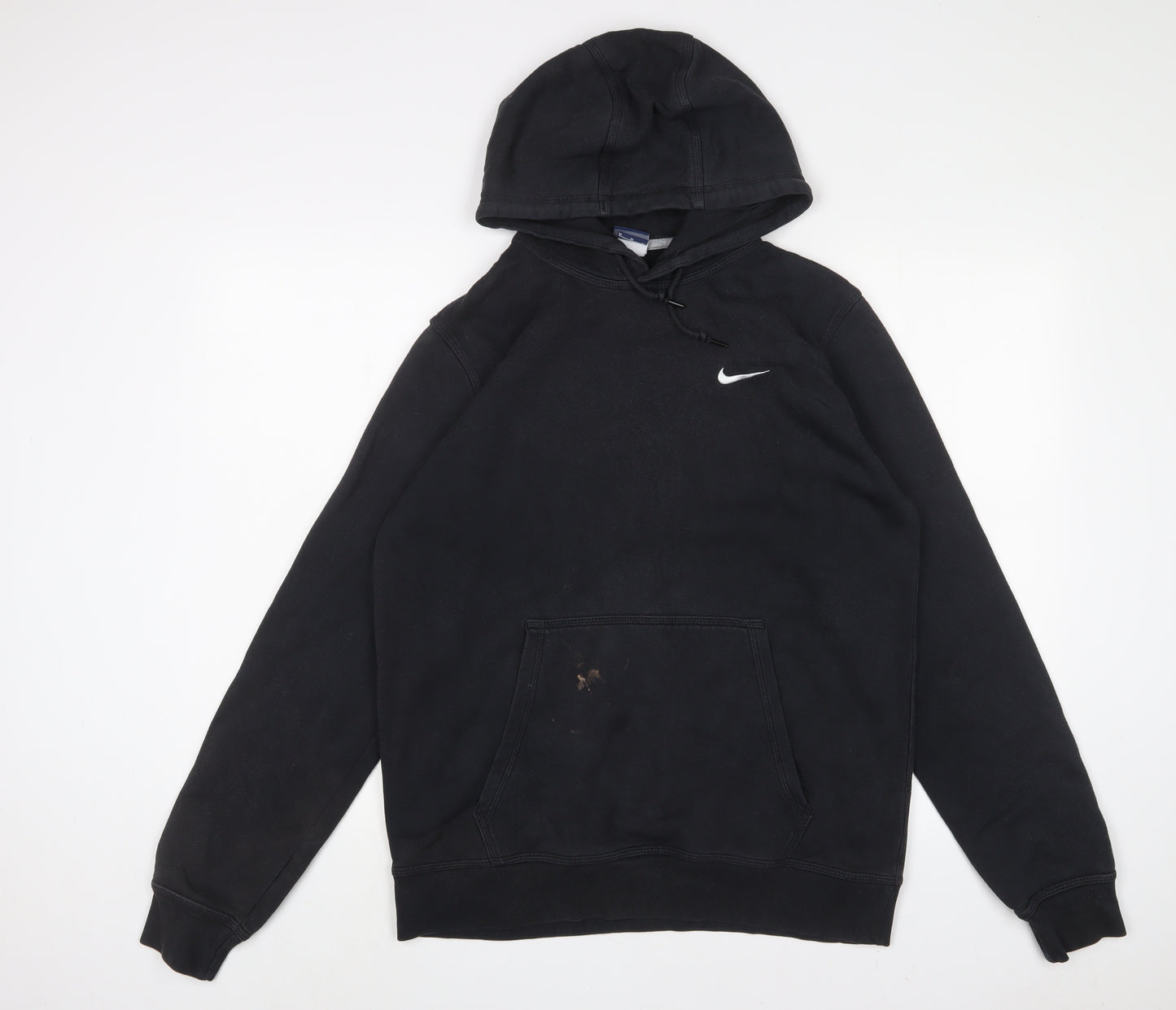 Nike Mens Black Cotton Pullover Hoodie Size M - Logo, Embroidered