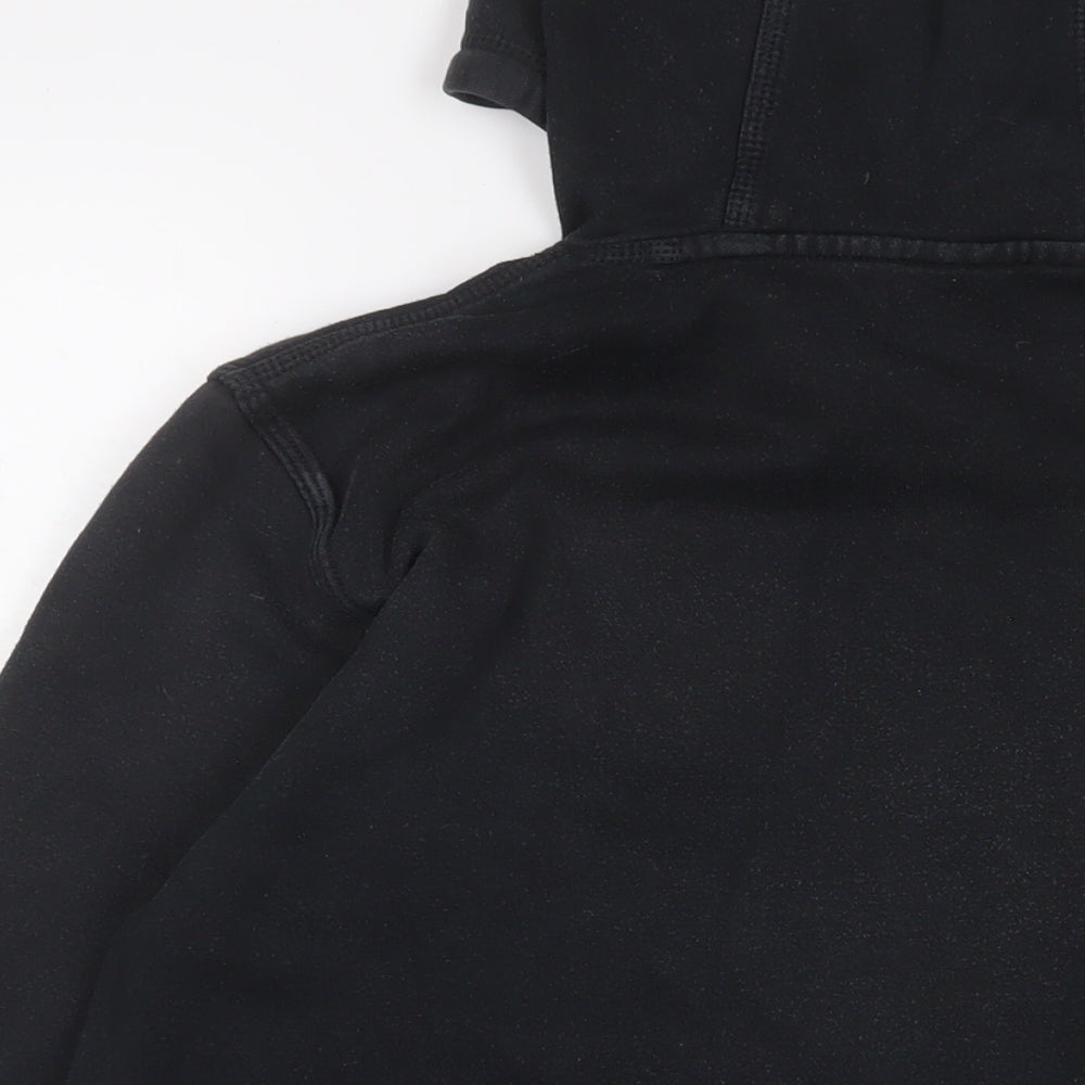 Nike Mens Black Cotton Pullover Hoodie Size M - Logo, Embroidered