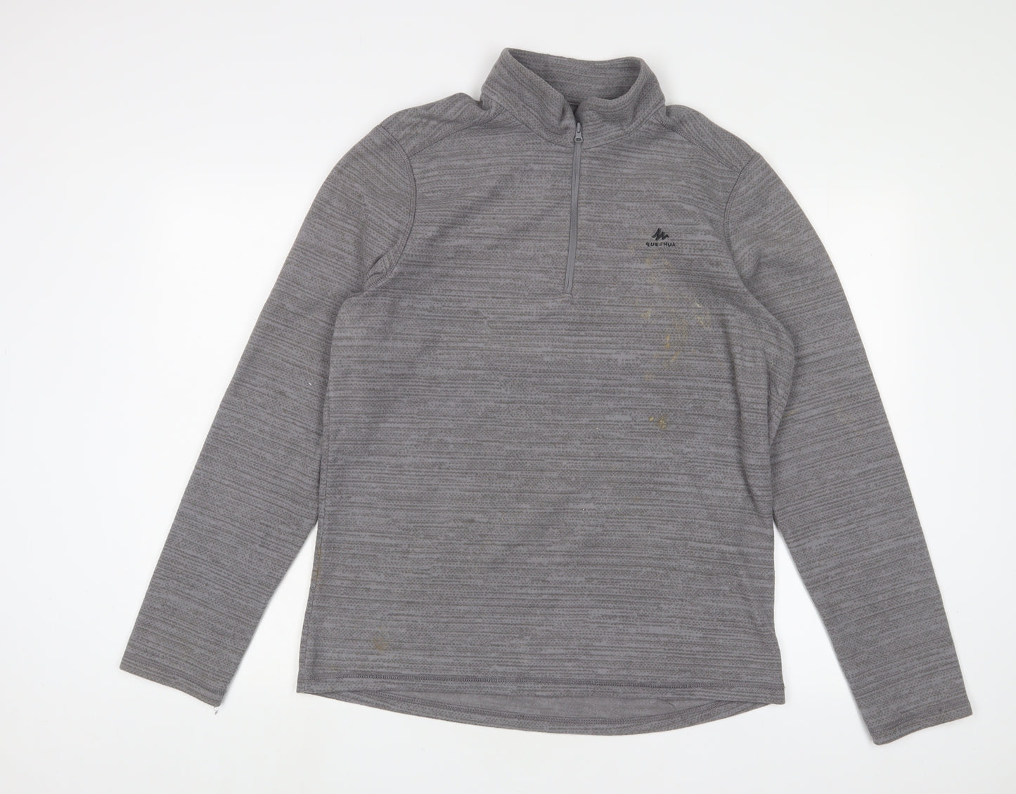 DECATHLON Mens Grey Polyester Pullover Sweatshirt Size L - Logo, Embroidered