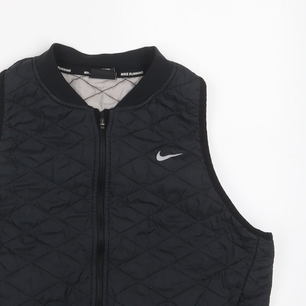 Nike Boys Black Gilet Jacket Size 13 Years Zip - Logo