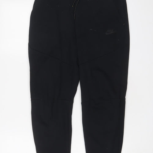 Nike Mens Black Cotton Jogger Trousers Size S L27 in Regular Drawstring - Logo