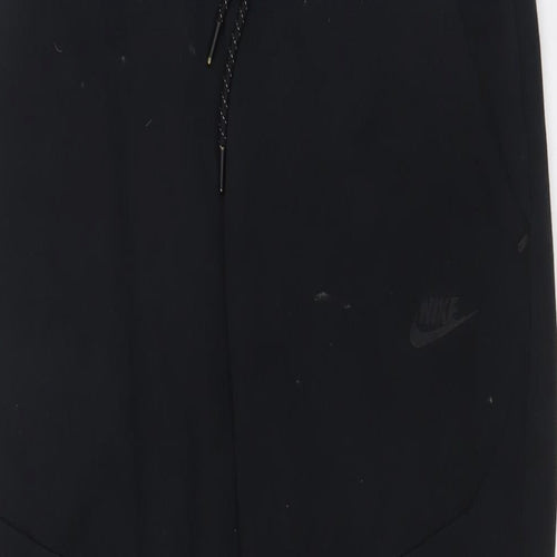 Nike Mens Black Cotton Jogger Trousers Size S L27 in Regular Drawstring - Logo