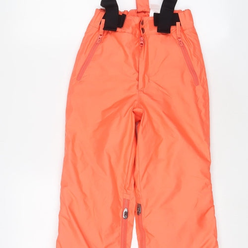 DECATHLON Boys Orange Polyester Snow Pants Trousers Size 6-7 Years L22 in Regular Zip