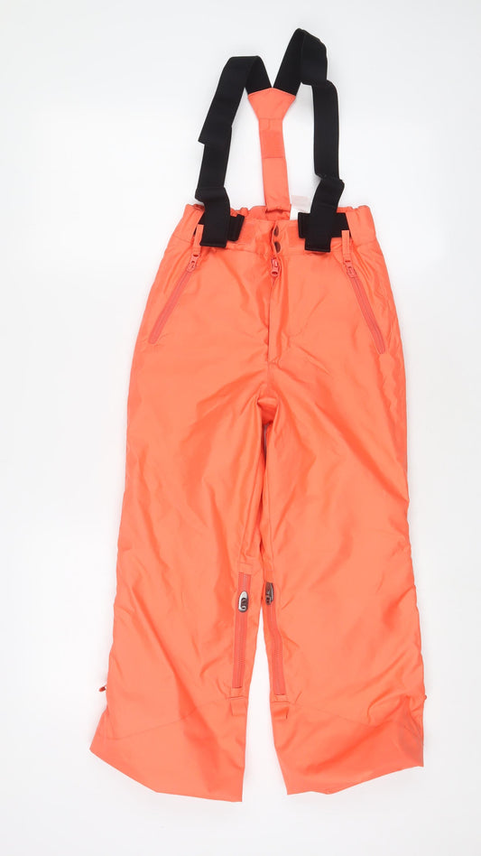 DECATHLON Boys Orange Polyester Snow Pants Trousers Size 6-7 Years L22 in Regular Zip