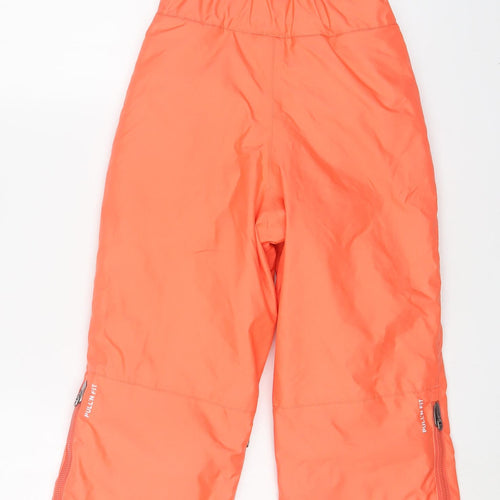 DECATHLON Boys Orange Polyester Snow Pants Trousers Size 6-7 Years L22 in Regular Zip