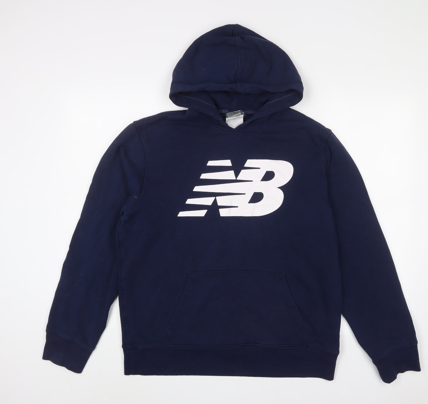 New Balance Mens Blue Cotton Pullover Hoodie Size L - Logo