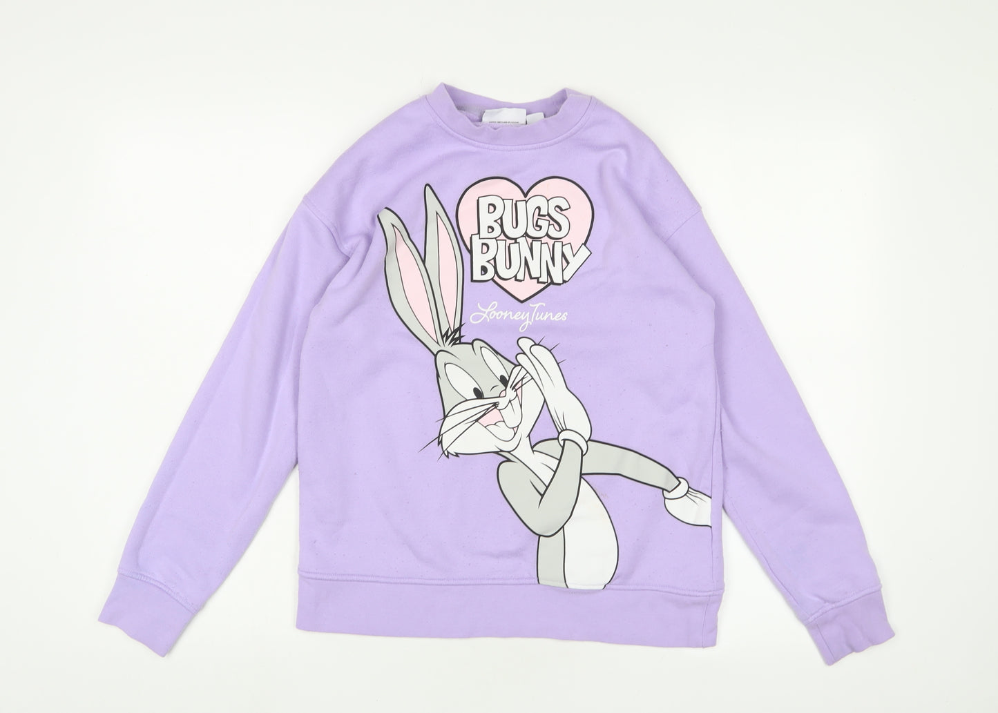 Looney Tunes Womens Purple Cotton Pullover Sweatshirt Size 2XS Pullover