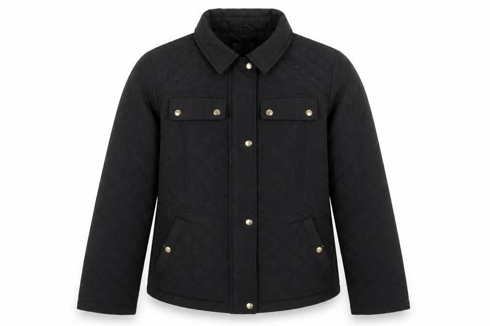 Front view of Oasis men’s black jacket, size M, zip - pockets