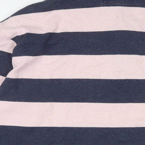 GANT Mens Pink Striped Cotton Polo Size L Collared Button - Logo, Embroidered