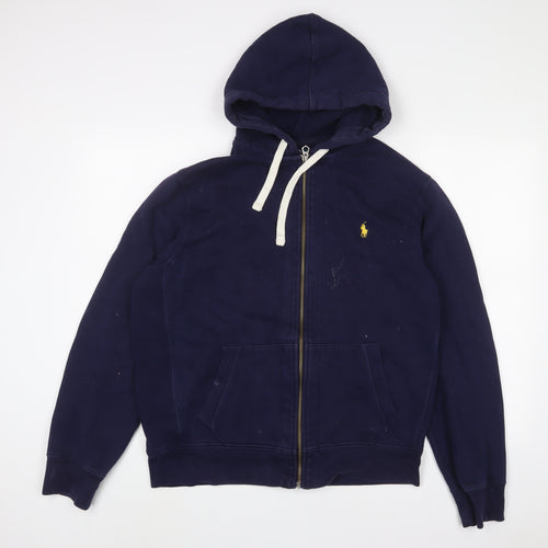 Ralph Lauren Mens Blue Cotton Full Zip Hoodie Size L - Logo, Embroidered