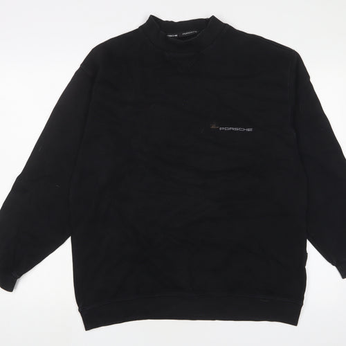 Porsche Mens Black Cotton Pullover Sweatshirt Size M - Logo, Embroidered