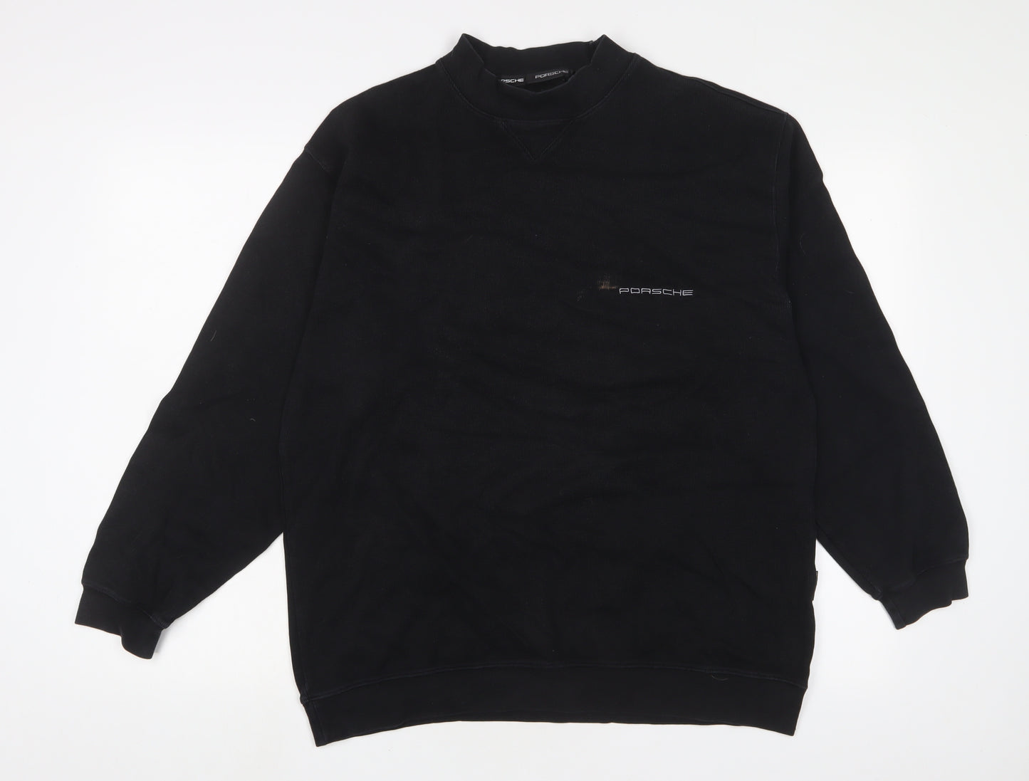 Porsche Mens Black Cotton Pullover Sweatshirt Size M - Logo, Embroidered