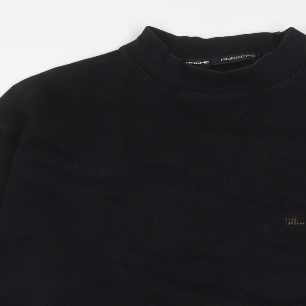 Porsche Mens Black Cotton Pullover Sweatshirt Size M - Logo, Embroidered