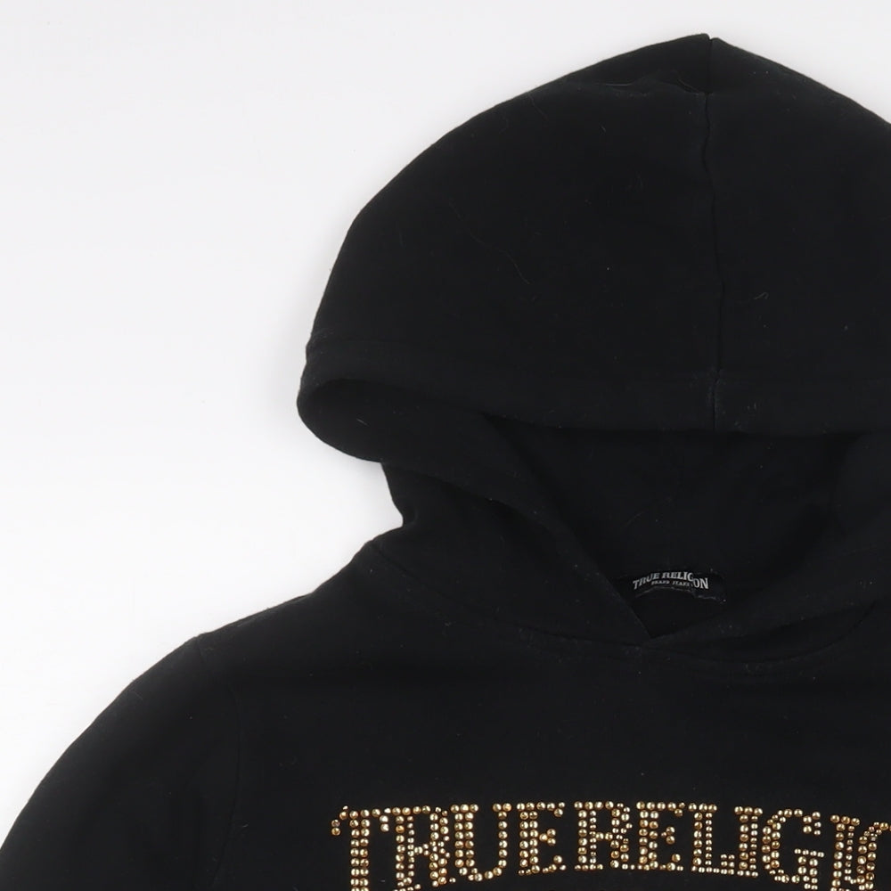 True Religion Womens Black Cotton Pullover Hoodie Size S Pullover - Logo