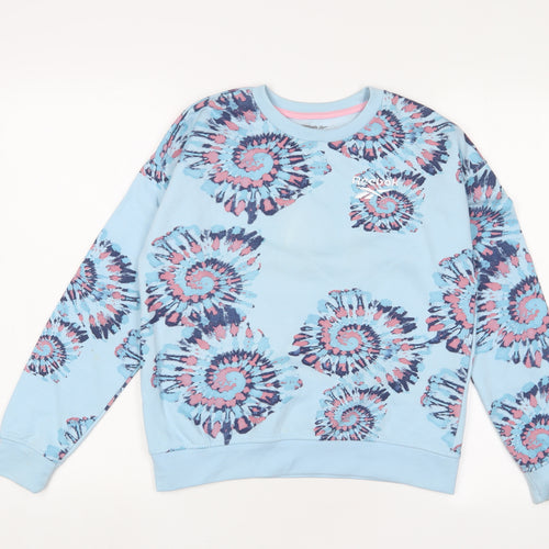 Reebok Girls Blue Geometric Cotton Pullover Sweatshirt Size 14-15 Years Pullover - Logo