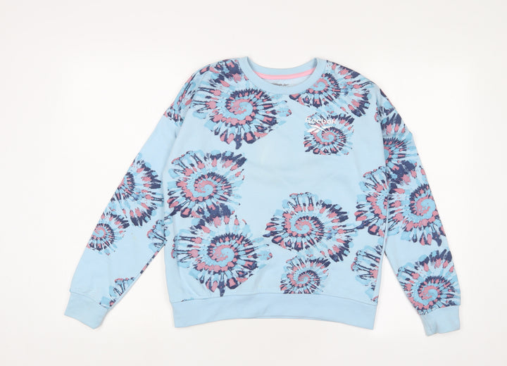 Reebok Girls Blue Geometric Cotton Pullover Sweatshirt Size 14-15 Years Pullover - Logo