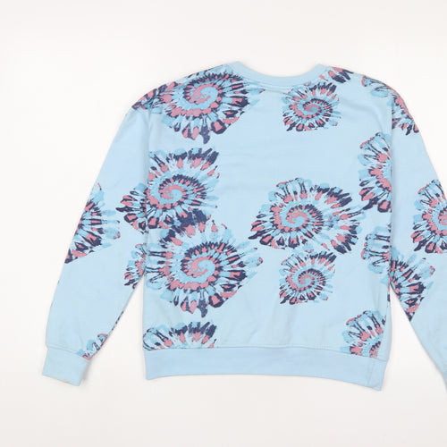 Reebok Girls Blue Geometric Cotton Pullover Sweatshirt Size 14-15 Years Pullover - Logo