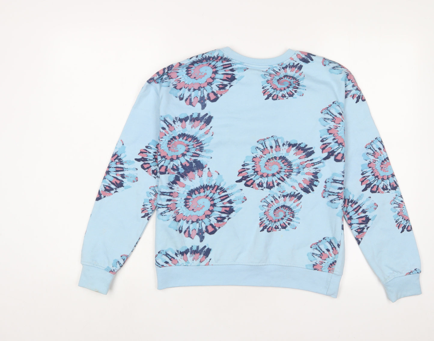 Reebok Girls Blue Geometric Cotton Pullover Sweatshirt Size 14-15 Years Pullover - Logo
