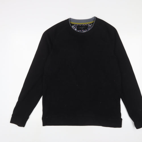 Ted Baker Mens Black Crew Neck Polyester Pullover Jumper Size L Long Sleeve