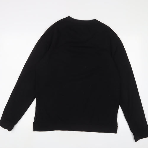 Ted Baker Mens Black Crew Neck Polyester Pullover Jumper Size L Long Sleeve