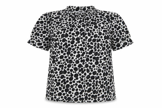 Front view of Adrianna Papell women’s white geometric polyester basic t-shirt, size M, round neck