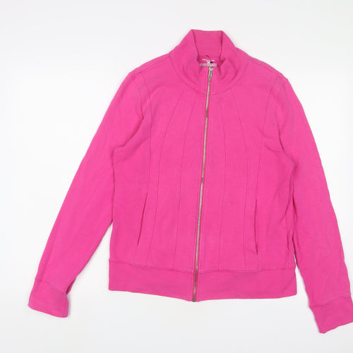 Jones New York Womens Pink Cotton Full Zip Sweatshirt Size M Zip