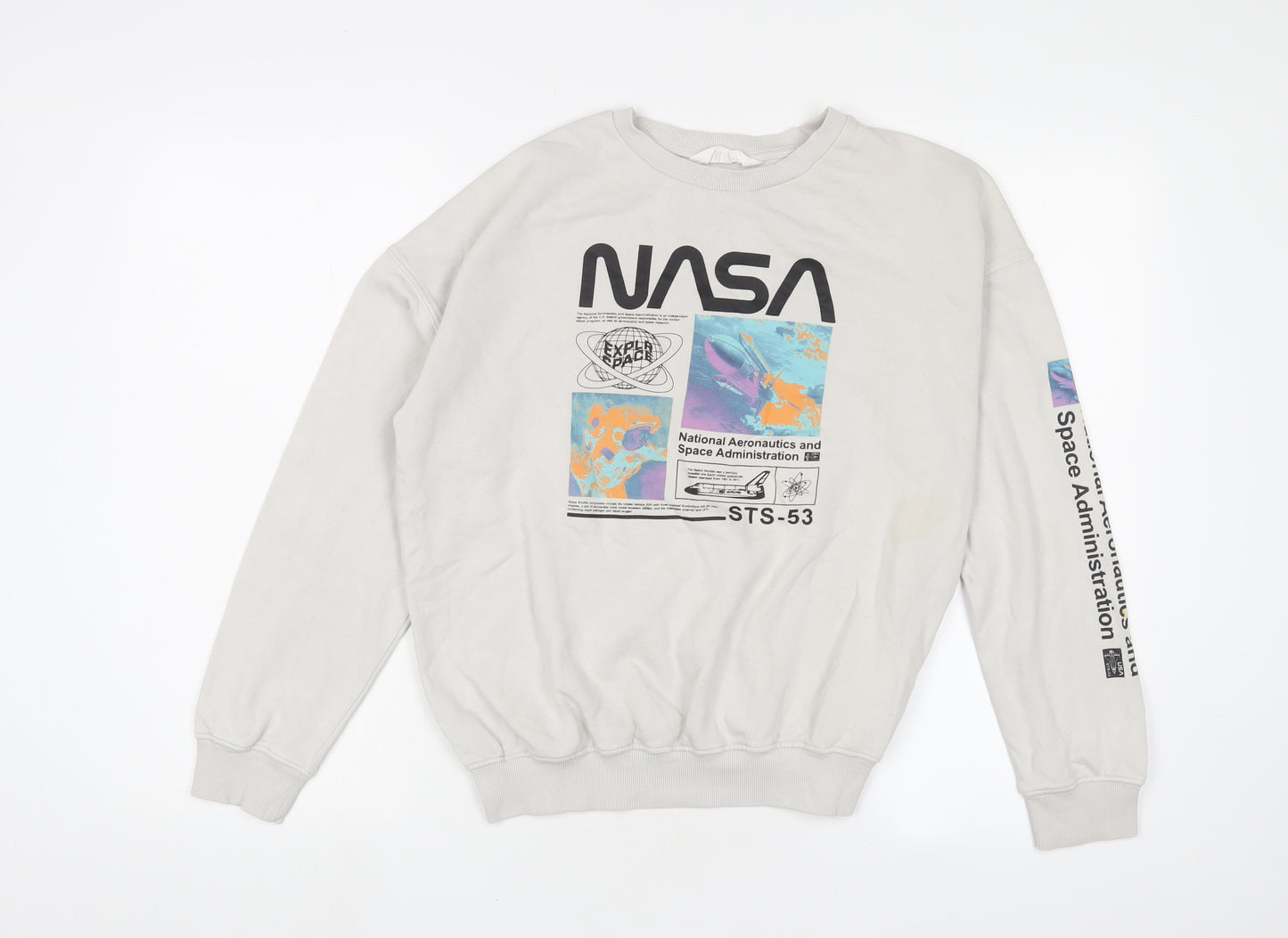 NASA Womens Grey Cotton Pullover Sweatshirt Size 10 Pullover - Logo