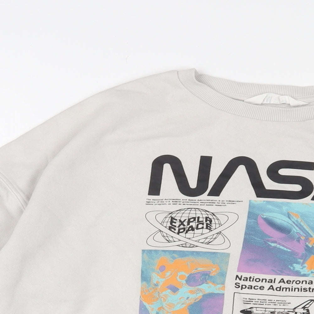 NASA Womens Grey Cotton Pullover Sweatshirt Size 10 Pullover - Logo