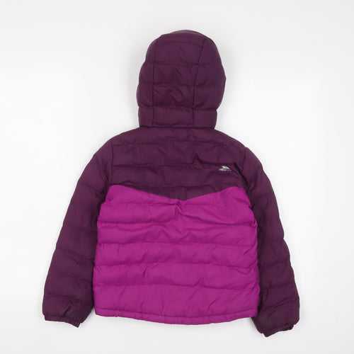 Trespass Girls Purple Basic Coat Coat Size 5-6 Years Zip - Logo