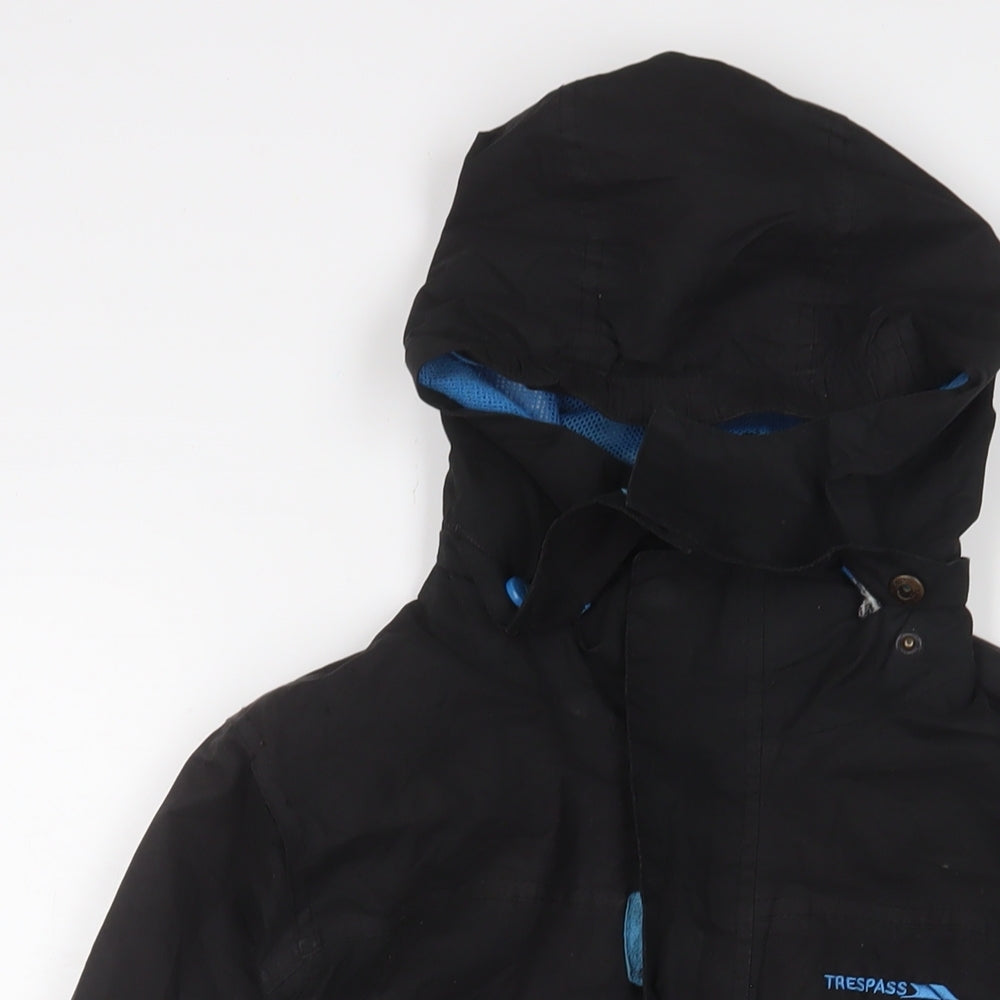 Trespass Boys Black Basic Coat Coat Size 11-12 Years Zip - Logo, Embroidered