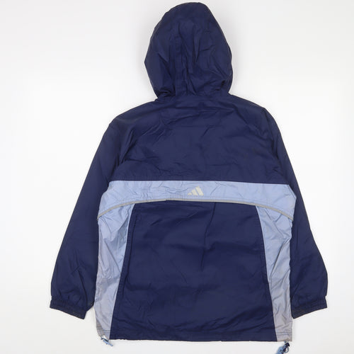 adidas Mens Blue Windbreaker Jacket Size XS Zip - Logo