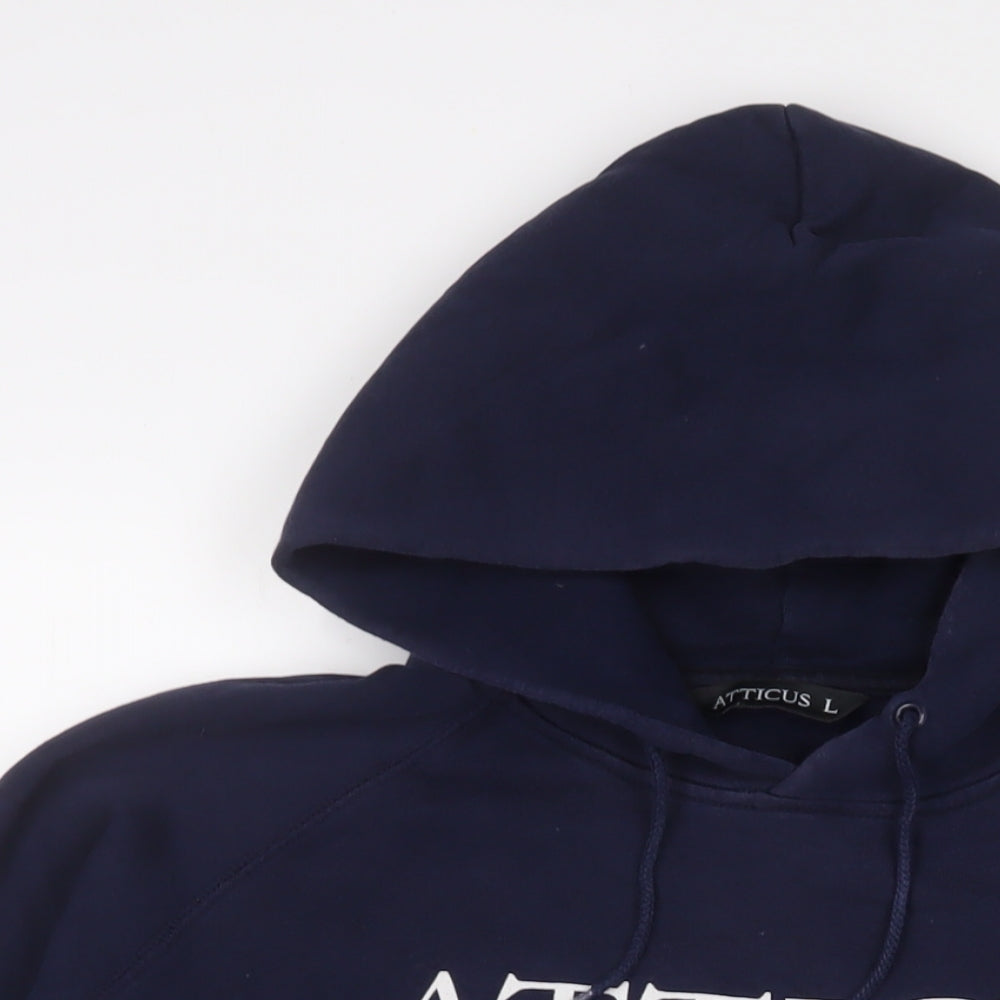 Atticus Womens Blue Cotton Pullover Hoodie Size L Pullover - Logo