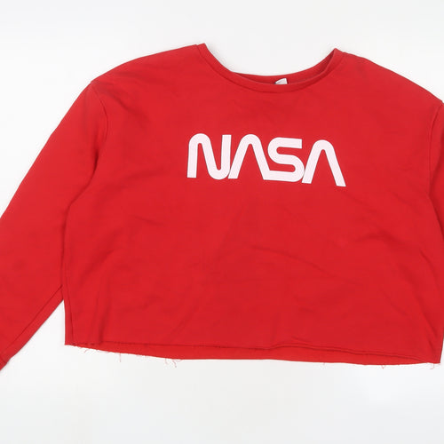 Nasa Womens Red Cotton Pullover Sweatshirt Size L Pullover