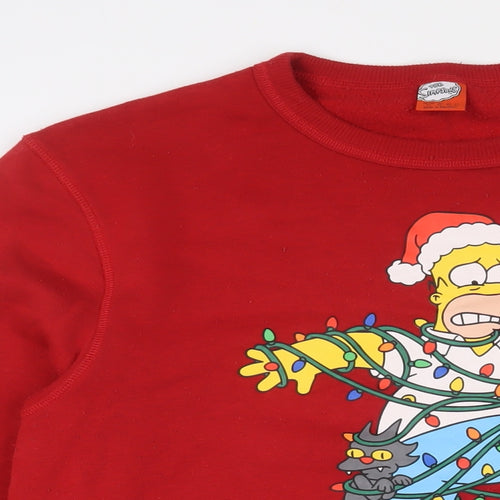 The Simpsons Mens Red Cotton Pullover Sweatshirt Size XL - Christmas