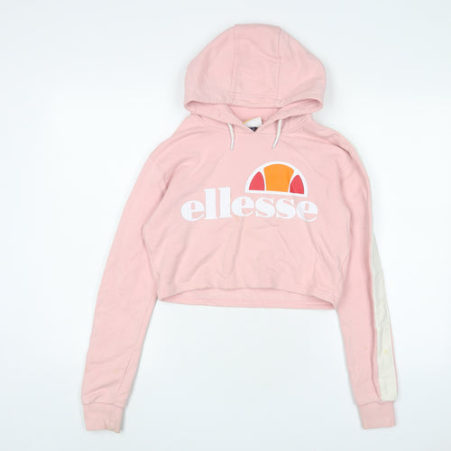 ellesse Womens Pink Cotton Pullover Hoodie Size 6 Pullover - Logo