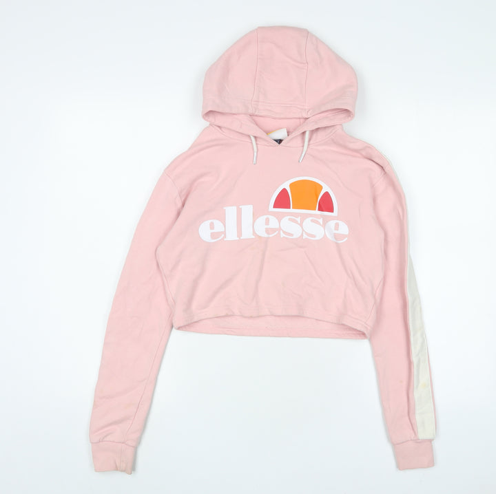 ellesse Womens Pink Cotton Pullover Hoodie Size 6 Pullover - Logo