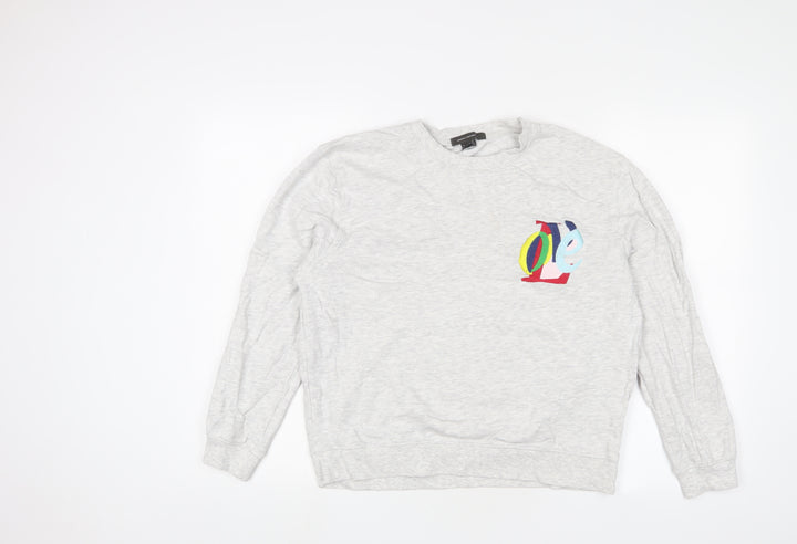 French Connection Womens Grey Cotton Pullover Sweatshirt Size M Pullover - Embroidered