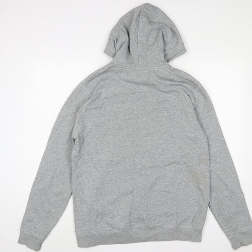 Penguin Mens Grey Cotton Pullover Hoodie Size L - Logo, Embroidered