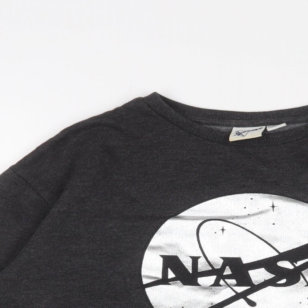 Nasa Womens Grey Cotton Pullover Sweatshirt Size 10 Pullover - Logo